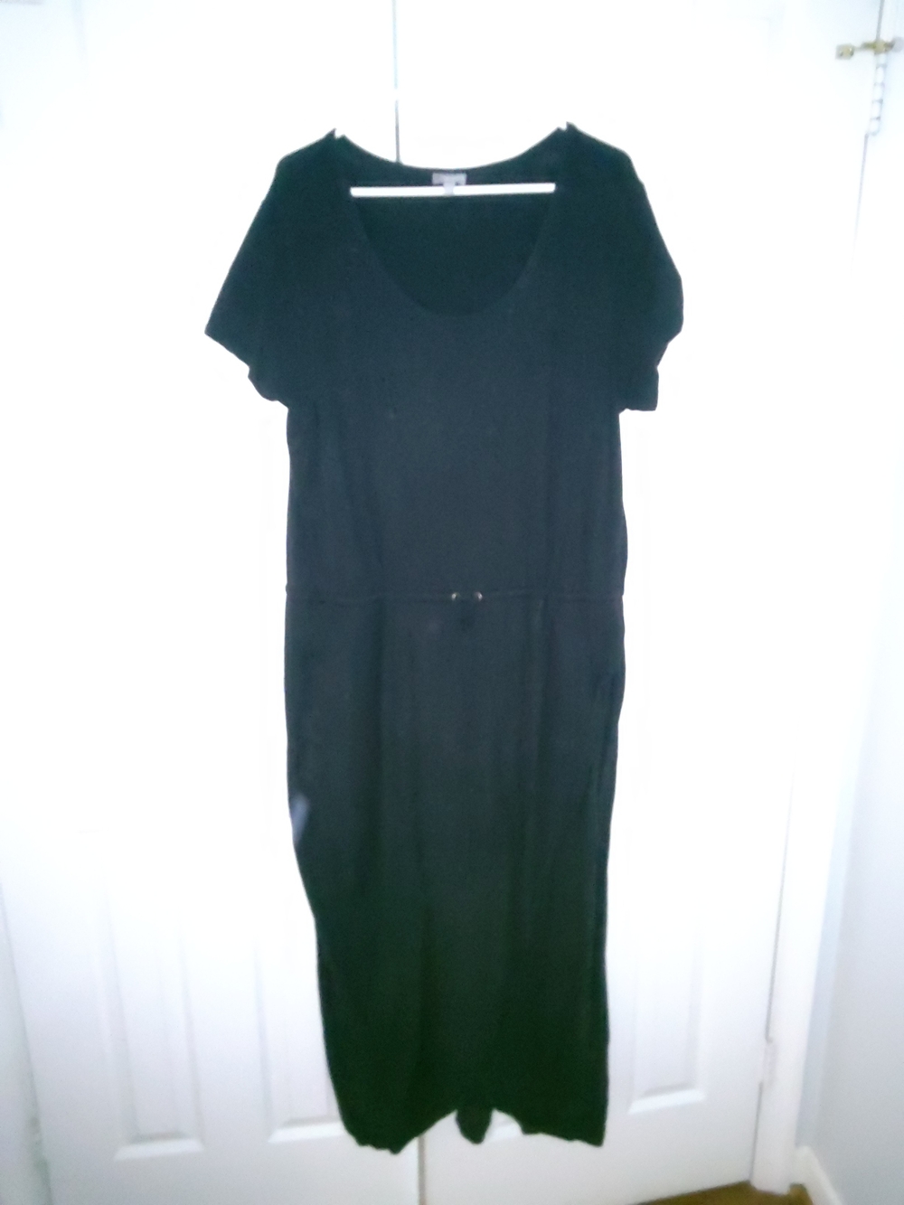 Talbots Black Short-Sleeve Maxi Scoop Neck Dress